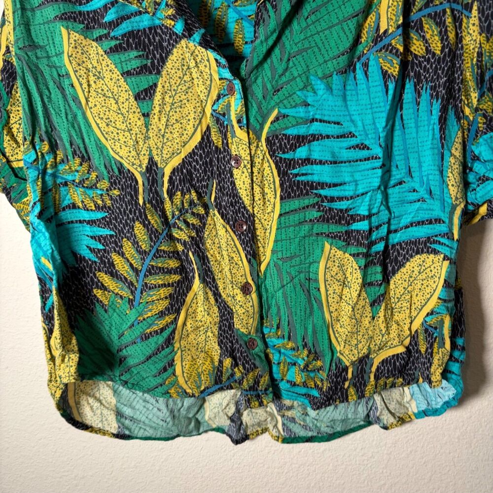 Jane & Delancey Shirt Women's Large Button Up Floral Collared Boho Green Top - Picture 4 of 8